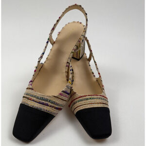 Tuckernuck Multi Tweed Tinsley Slingback Cap Toe Baton Heels Size 9.5 NWT